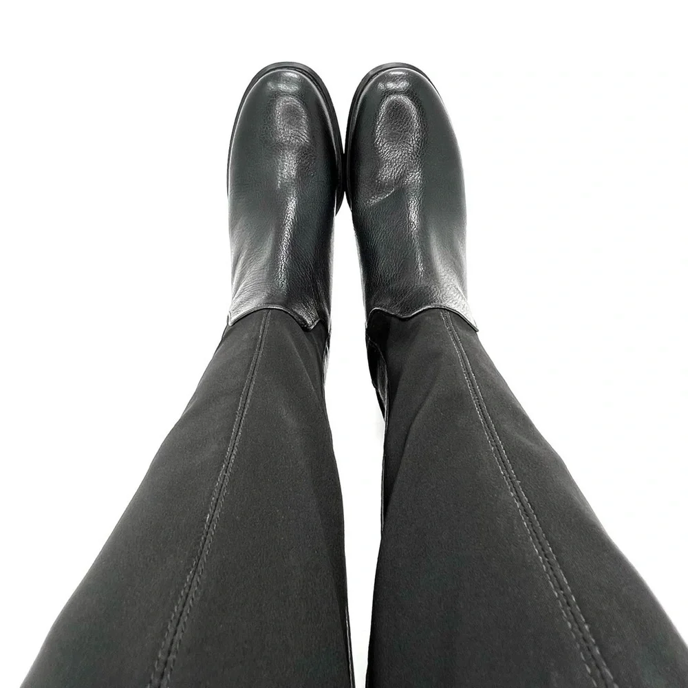 Nine West Joesmo Tall Boots Black Size 5 Riding Knee High Leather Stretchy New